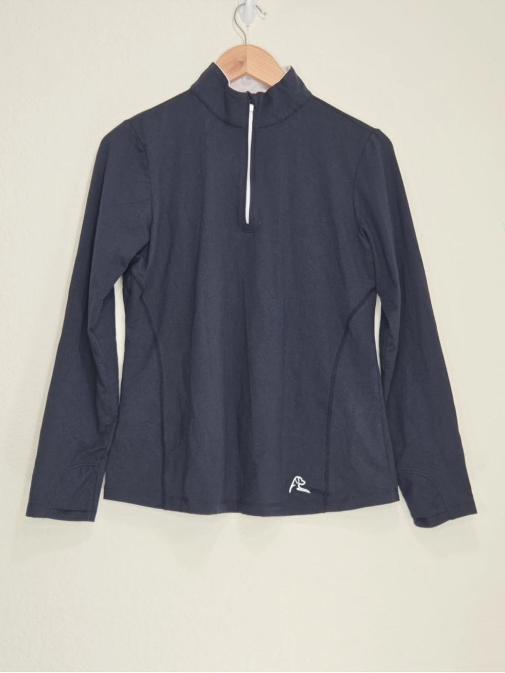 Rhoback 1/4 Zip Q Zip Long Sleeve Pullover Navy Blue Size M Womens